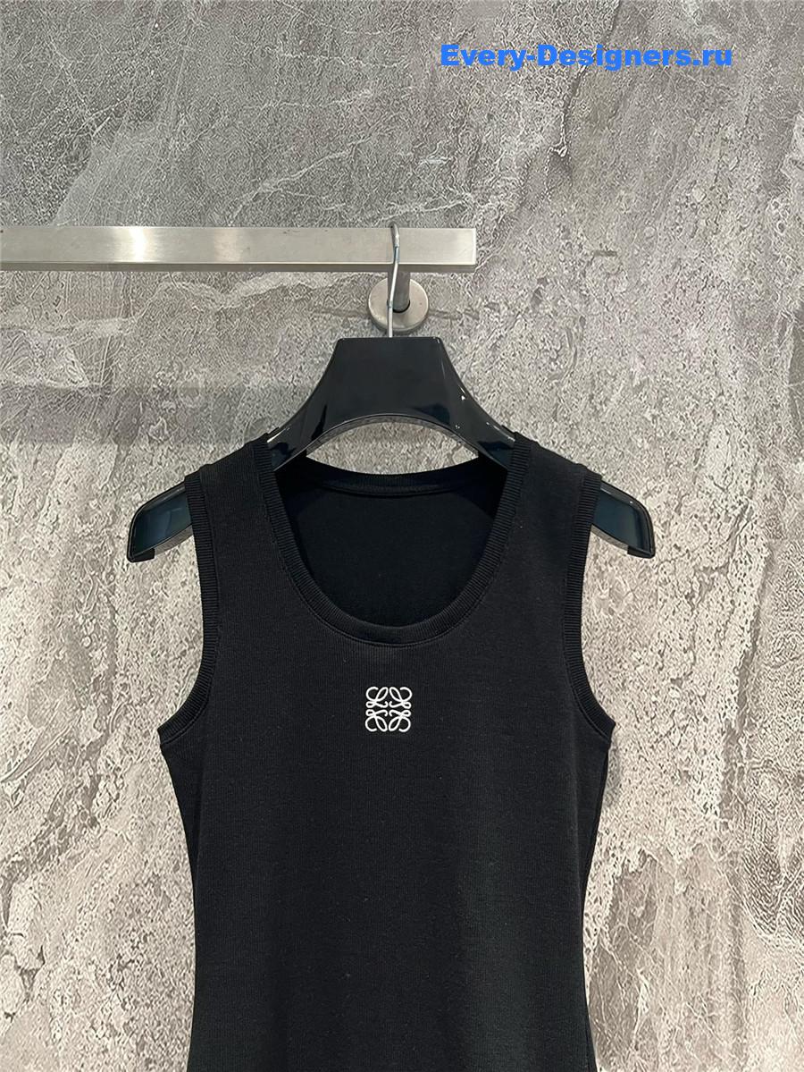 L0ew* embroidered ribbed tank top black