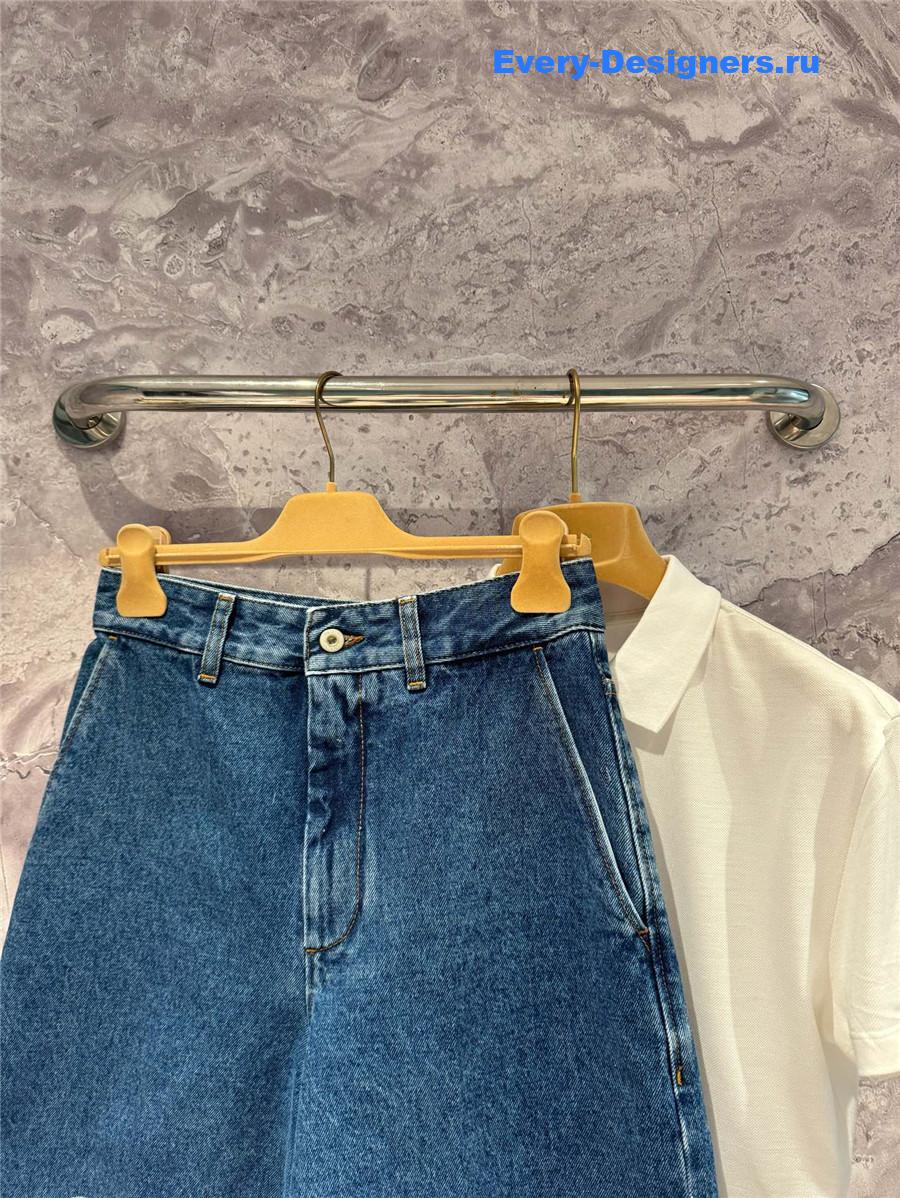 L0ew* anagram embroidered denim shorts