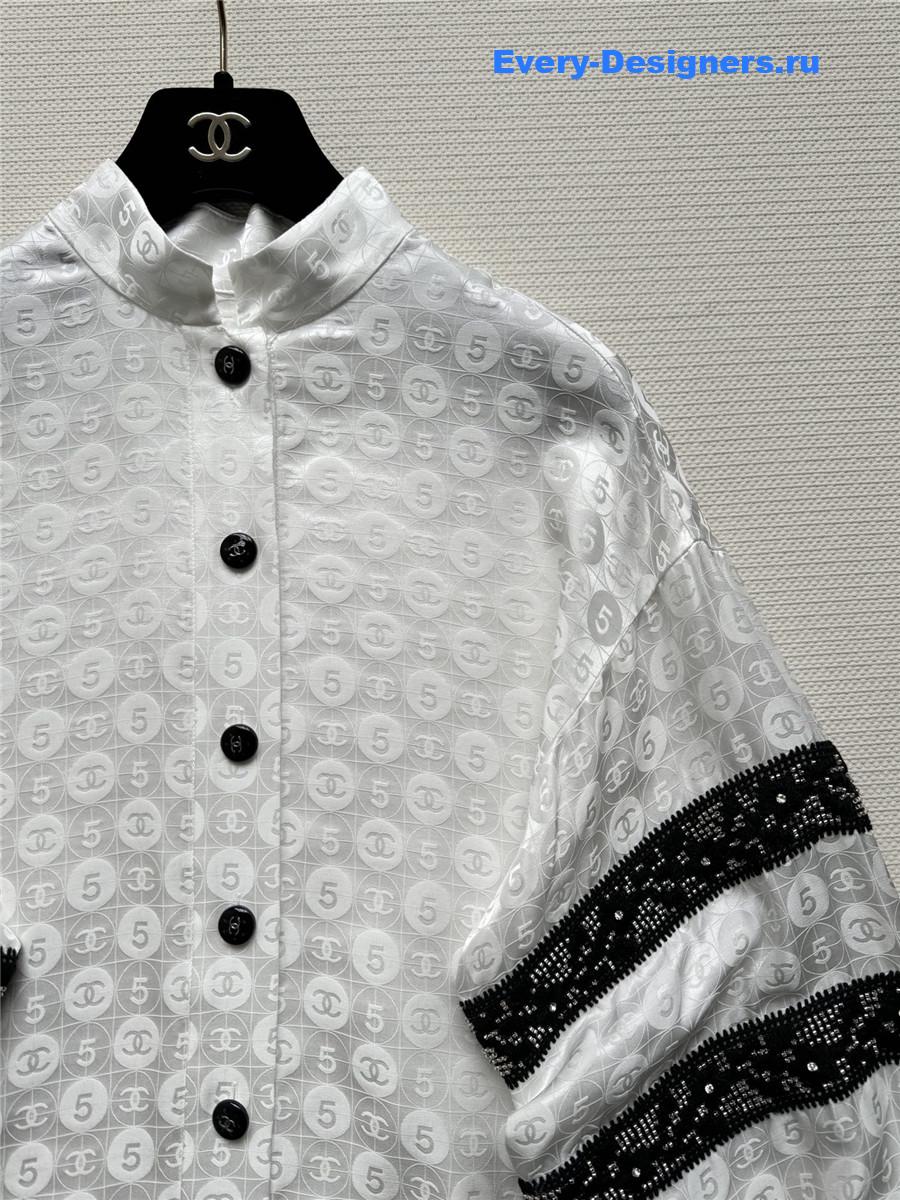Ch**el stand collar silk shirt