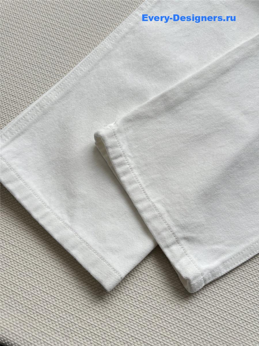 Ch**el logo white denim trousers