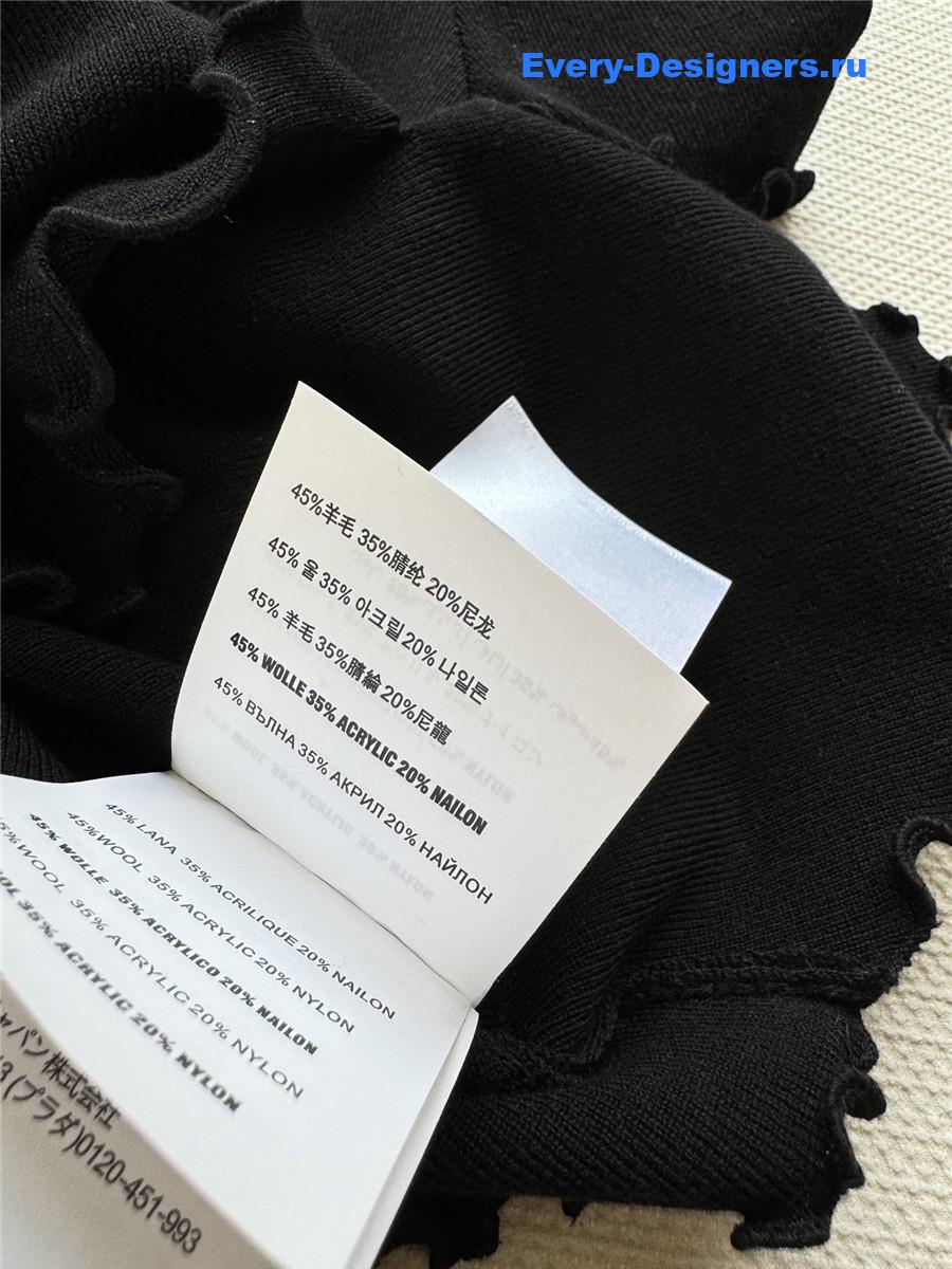 Miu Miu Wave Lace Knit Top Black