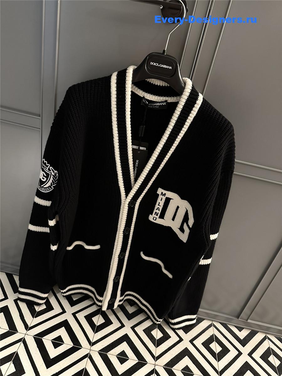 Dolce & Gabbana Black Intarsia-Knit Cardigan