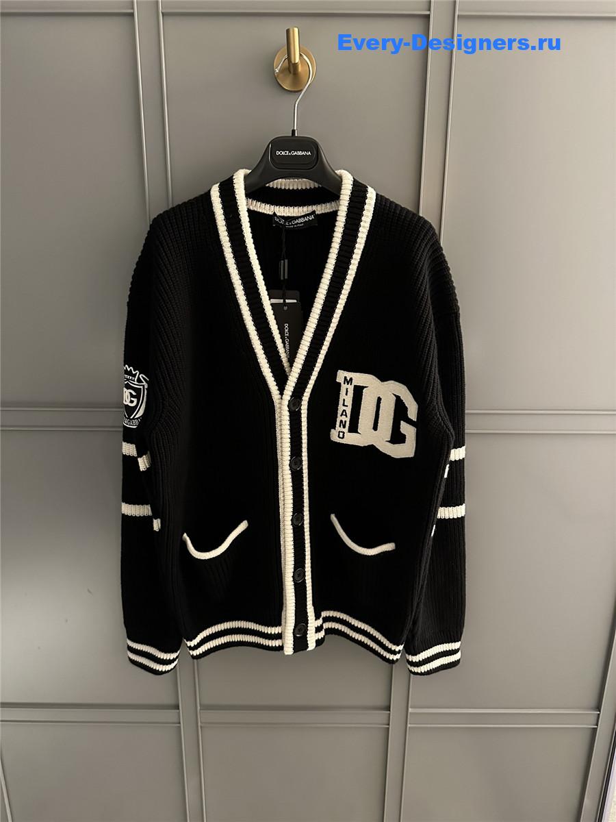 Dolce & Gabbana Black Intarsia-Knit Cardigan