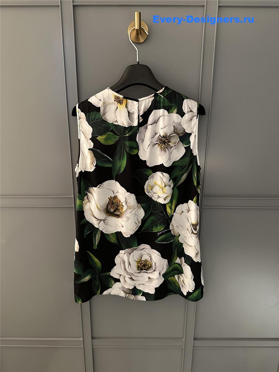 Dolce & Gabbana Floral Silk-Blend Charmeuse Top