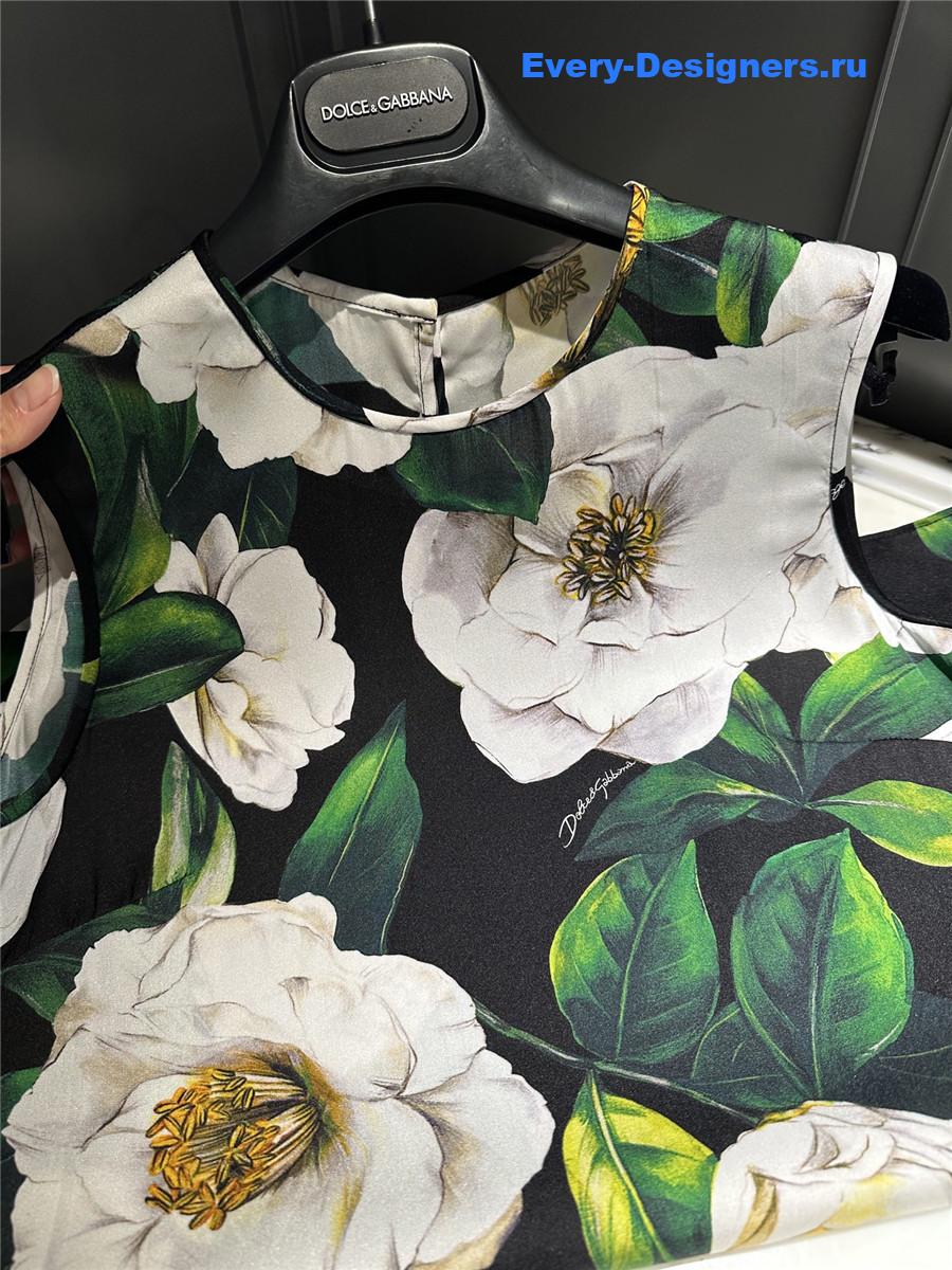 Dolce & Gabbana Floral Silk-Blend Charmeuse Top