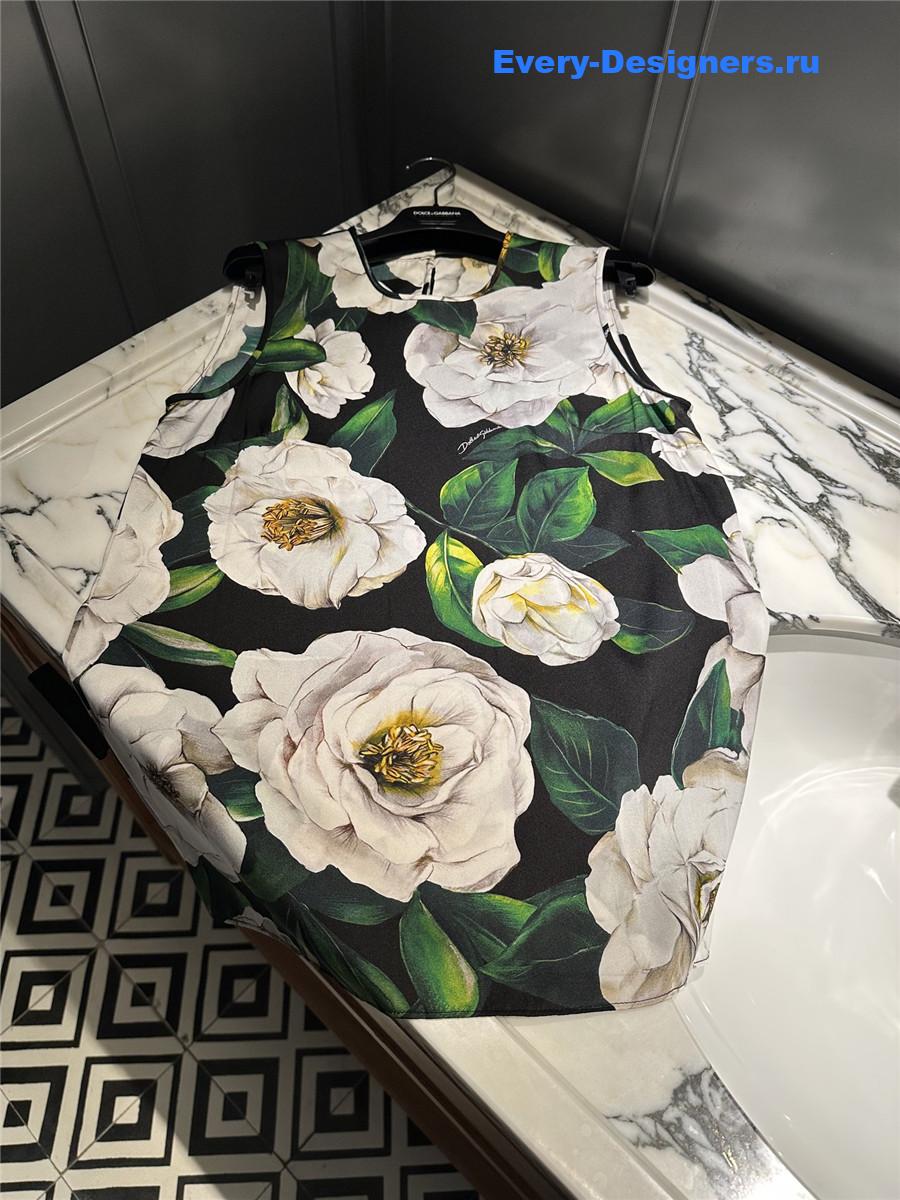 Dolce & Gabbana Floral Silk-Blend Charmeuse Top