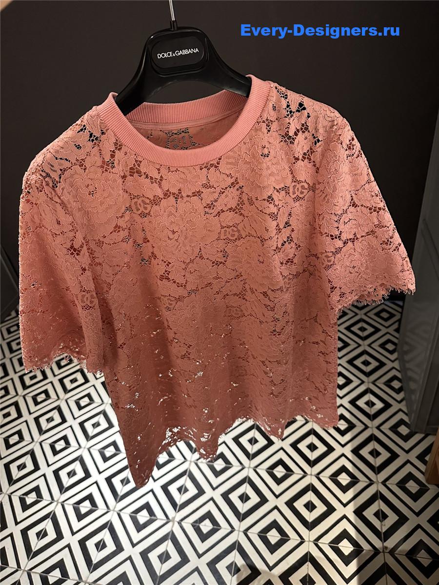 Dolce & Gabbana Pink Lace T-shirt