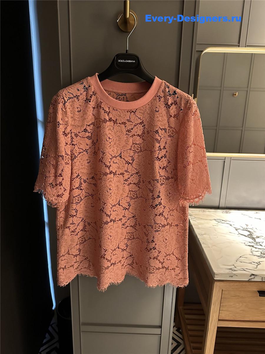 Dolce & Gabbana Pink Lace T-shirt