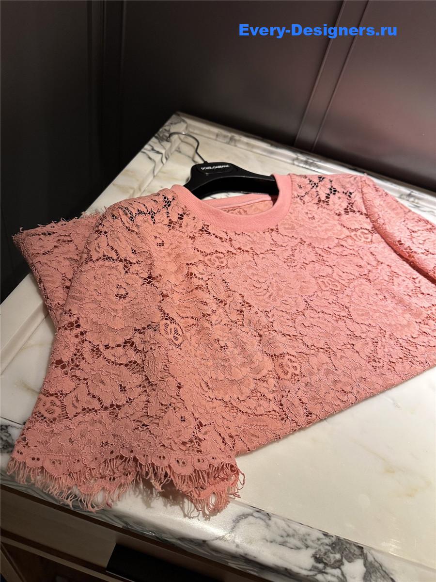 Dolce & Gabbana Pink Lace T-shirt