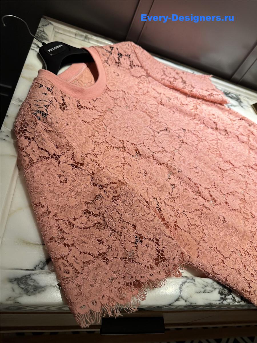Dolce & Gabbana Pink Lace T-shirt