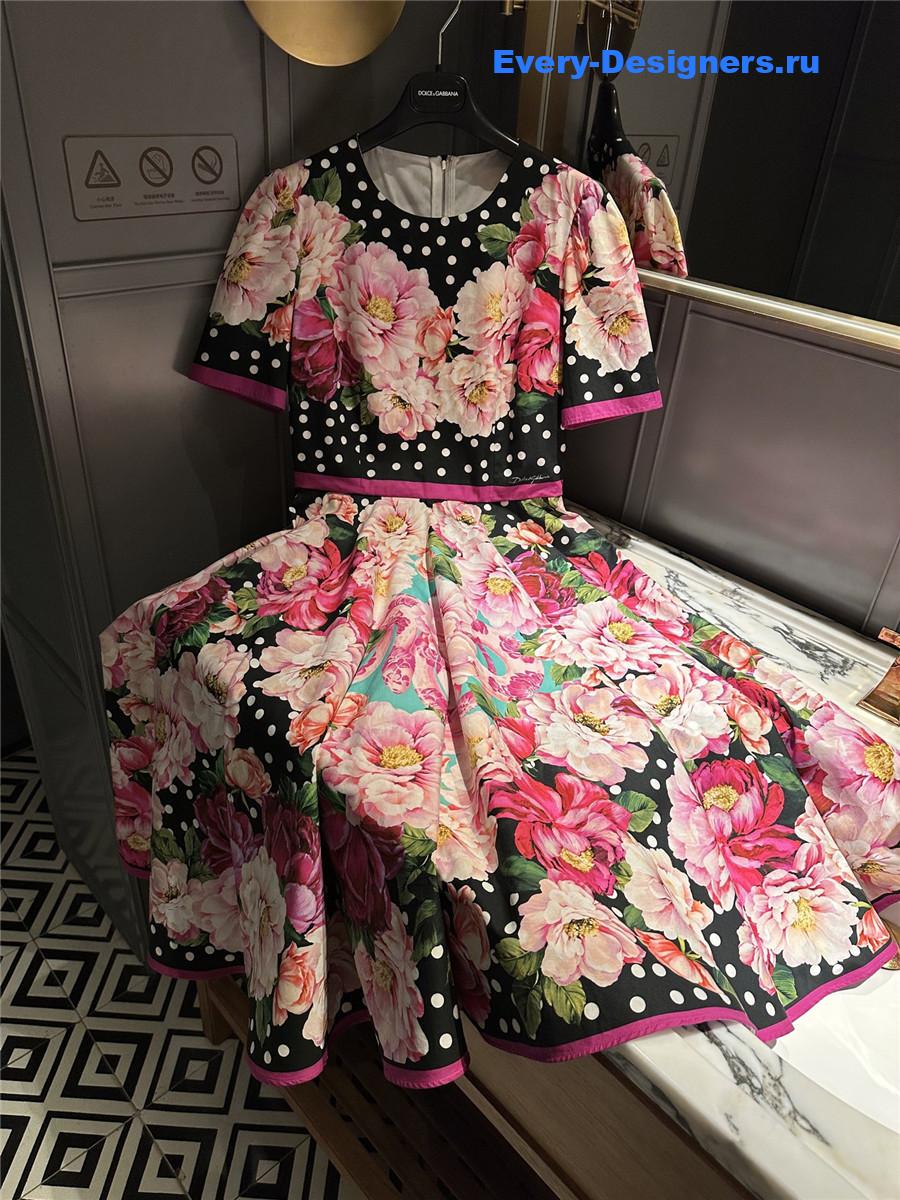 Dolce & Gabbana Printed Poplin Midi Dress