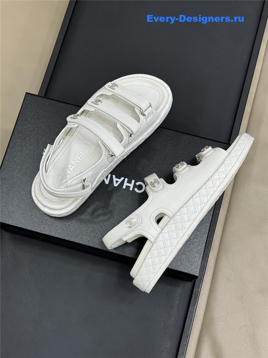 Ch**el white waxed leather sandals