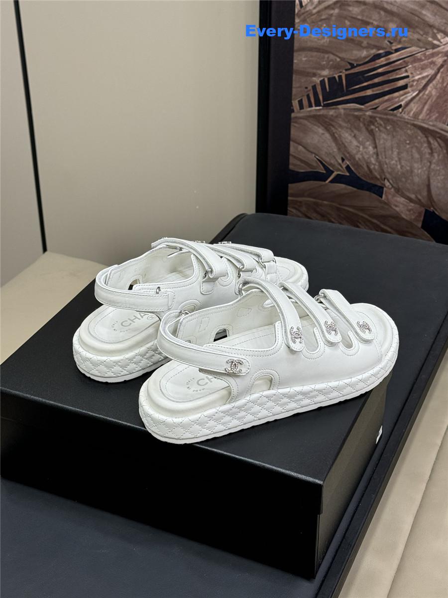 Ch**el white waxed leather sandals