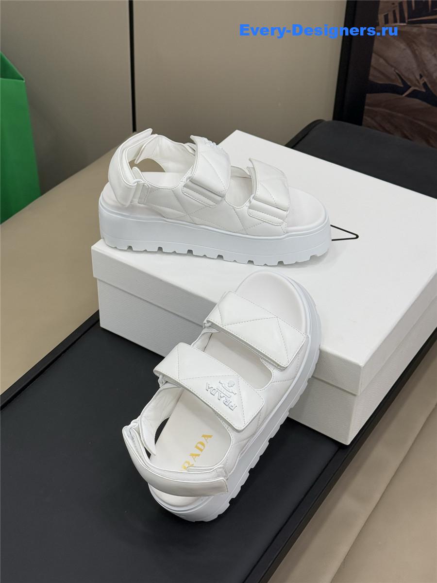 Pra*a white padded nappa leather sandals