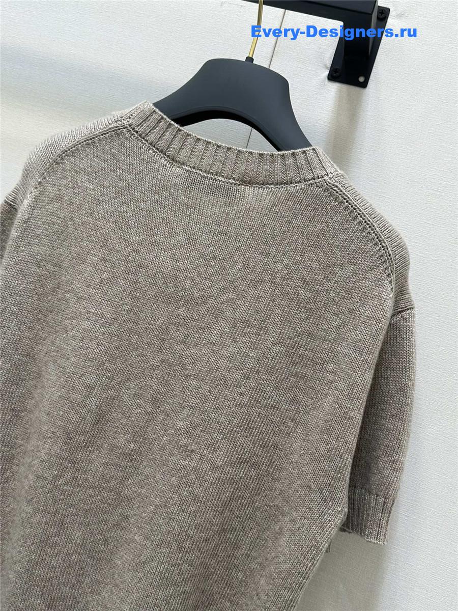 D10r jacquard knit short sleeve top brown