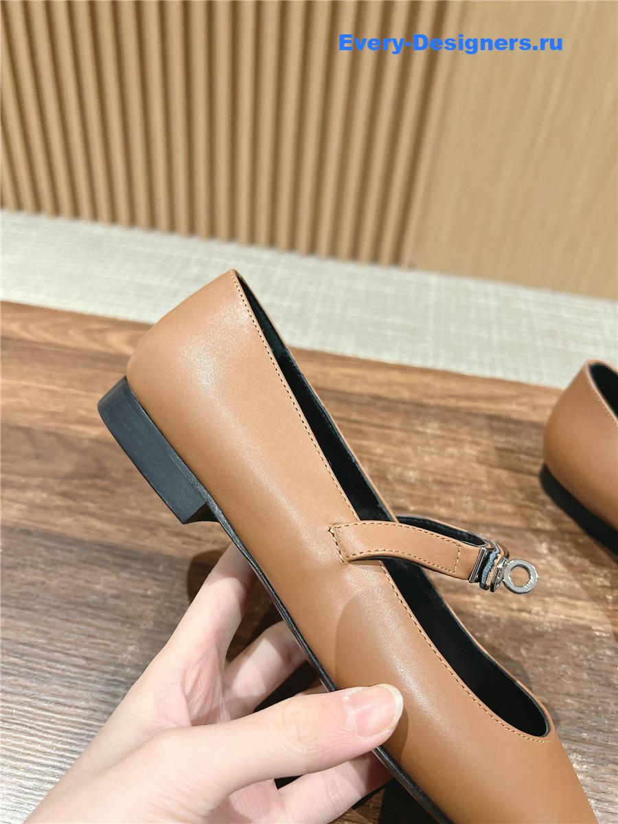H**me5 brown calfskin ballet flats for women