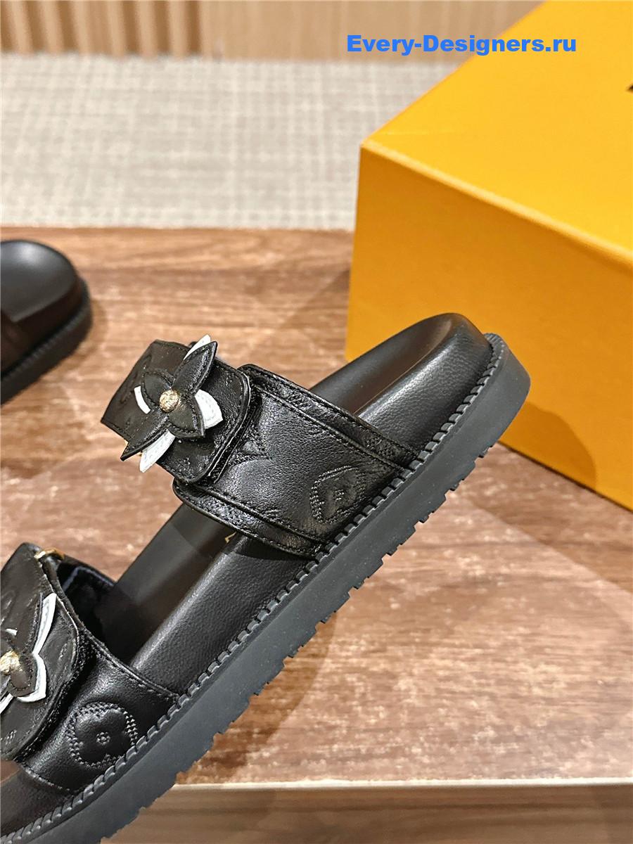 l0vis Vvtt0n lv sunset flat comfort mule in black