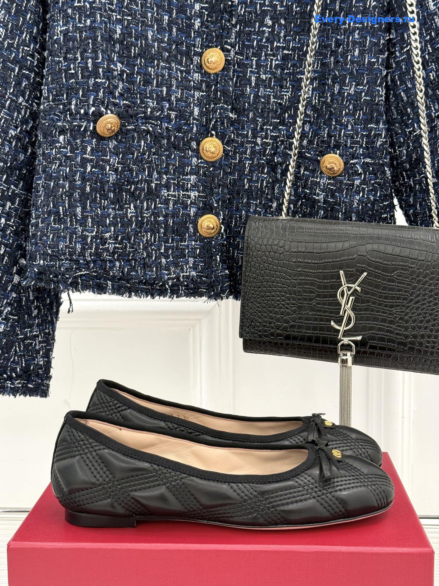 Va1e*ntin0 garavani black quiltie 67 ballerina flats