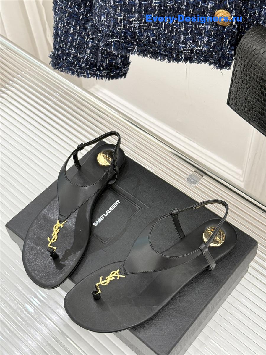 Sa1nt Lau*nt black cassandre flip flops