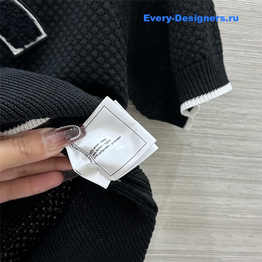 Ch**el black logo-embroidered knit top