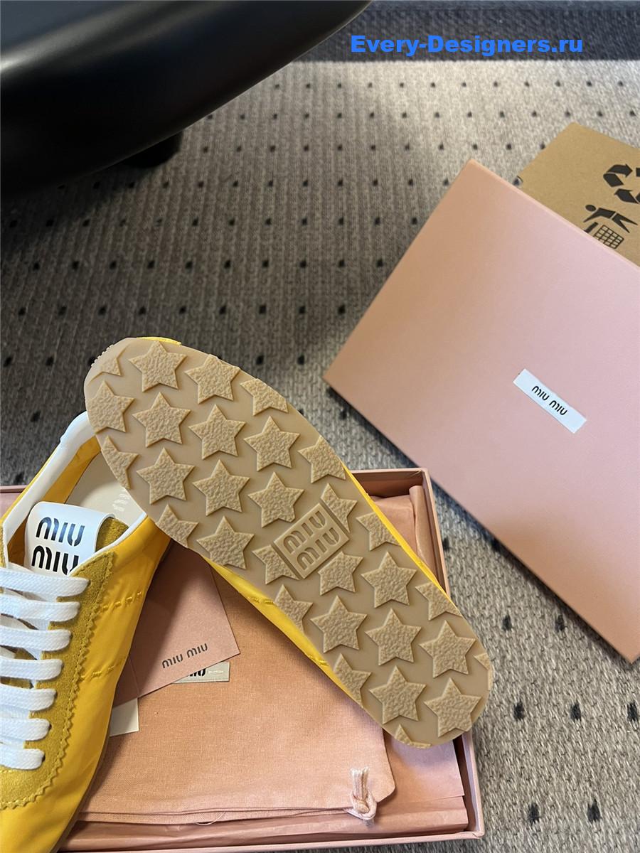 Miu Miu Yellow Nylon Suede Sneakers