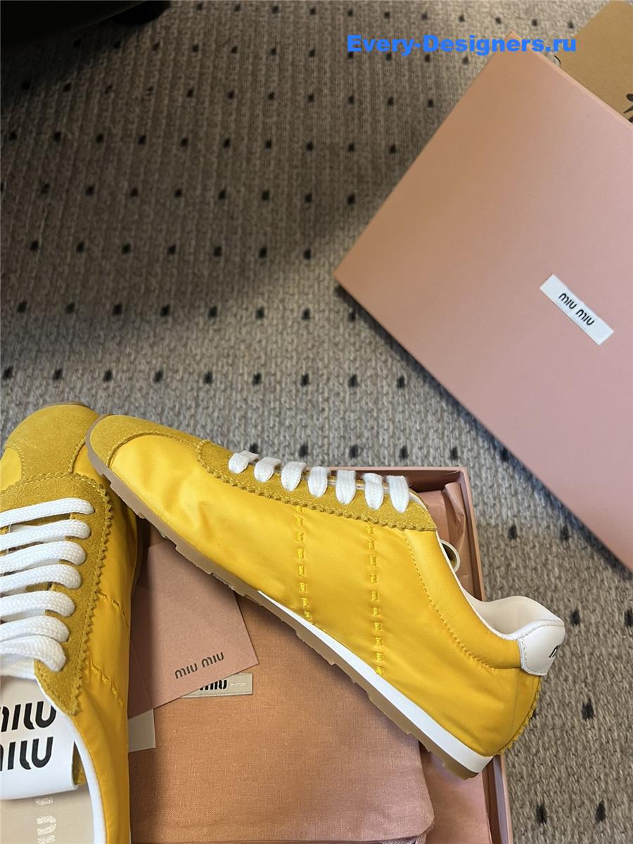 Miu Miu Yellow Nylon Suede Sneakers