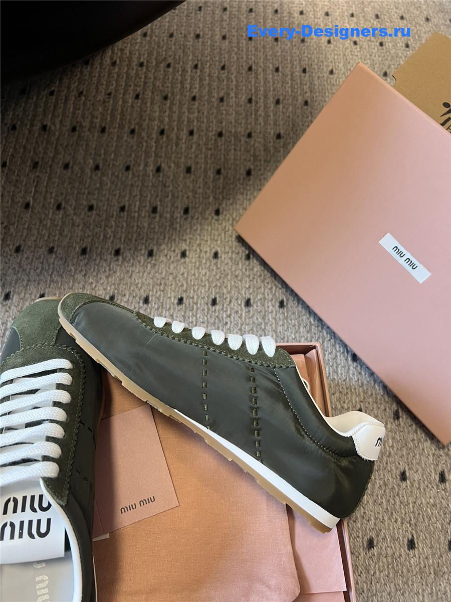 Miu Miu Green Nylon Suede Sneakers