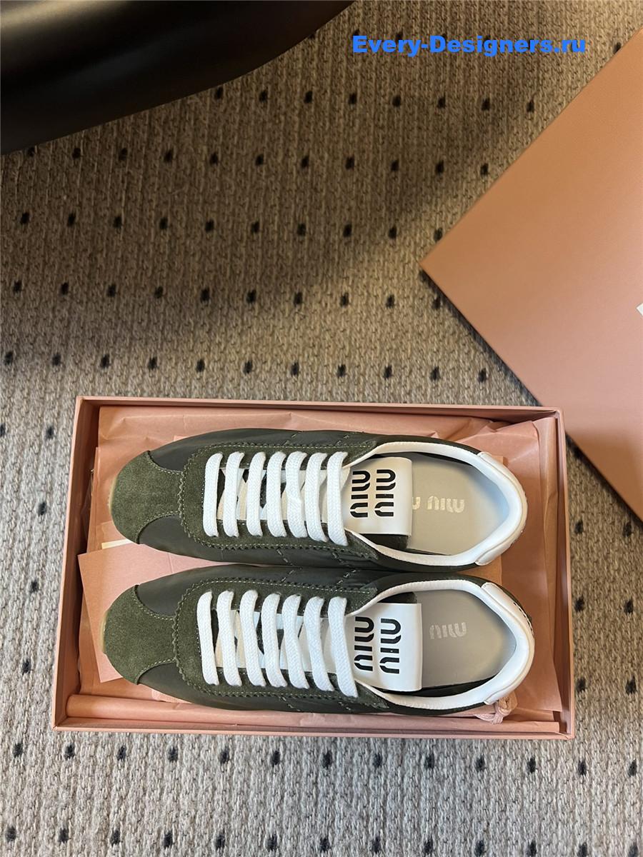 Miu Miu Green Nylon Suede Sneakers