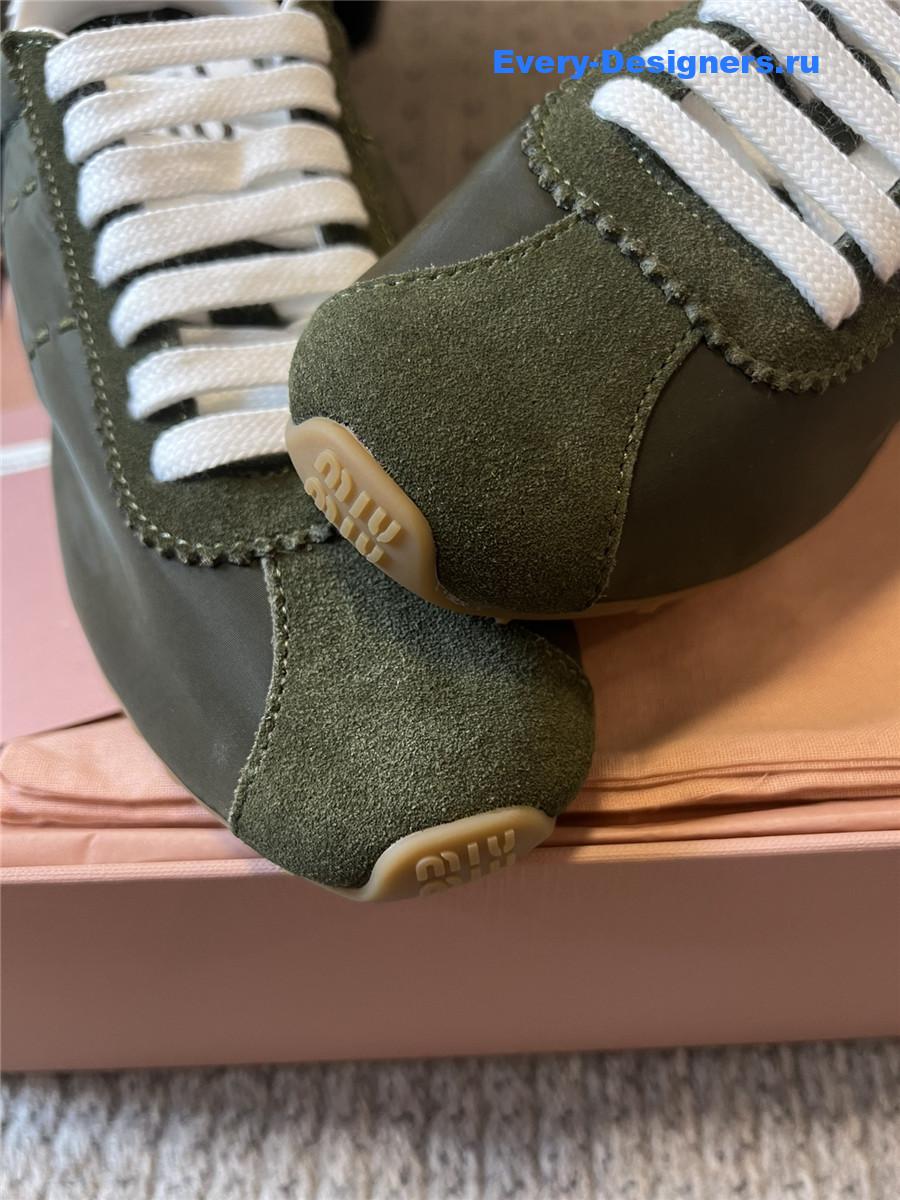 Miu Miu Green Nylon Suede Sneakers