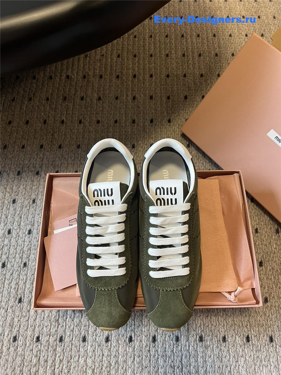 Miu Miu Green Nylon Suede Sneakers