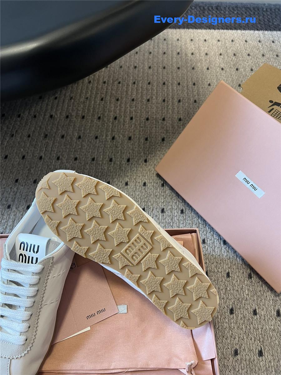 Miu Miu Beige Nylon Suede Sneakers