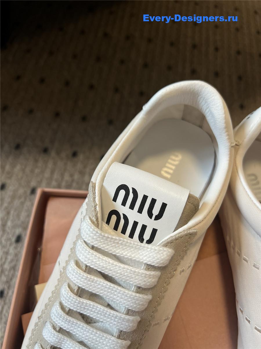 Miu Miu Beige Nylon Suede Sneakers