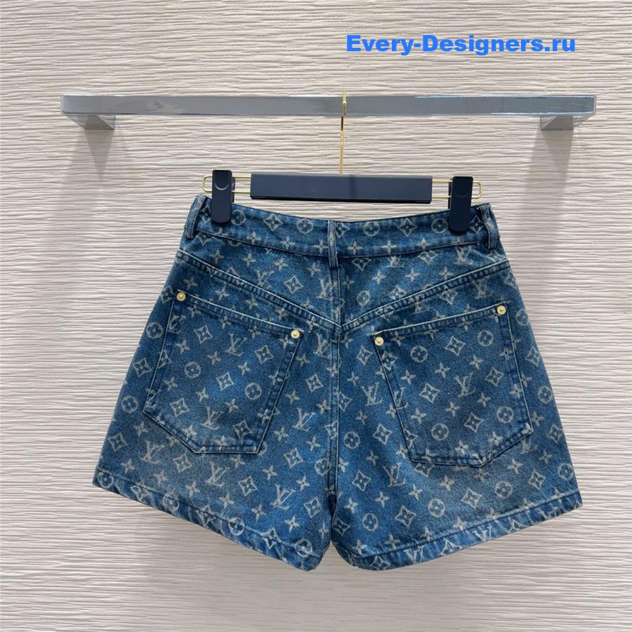 l0vis Vvtt0n monogram blue denim shorts