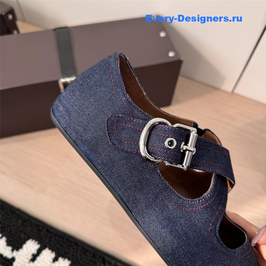 Alaïa Denim Criss Cross Flats