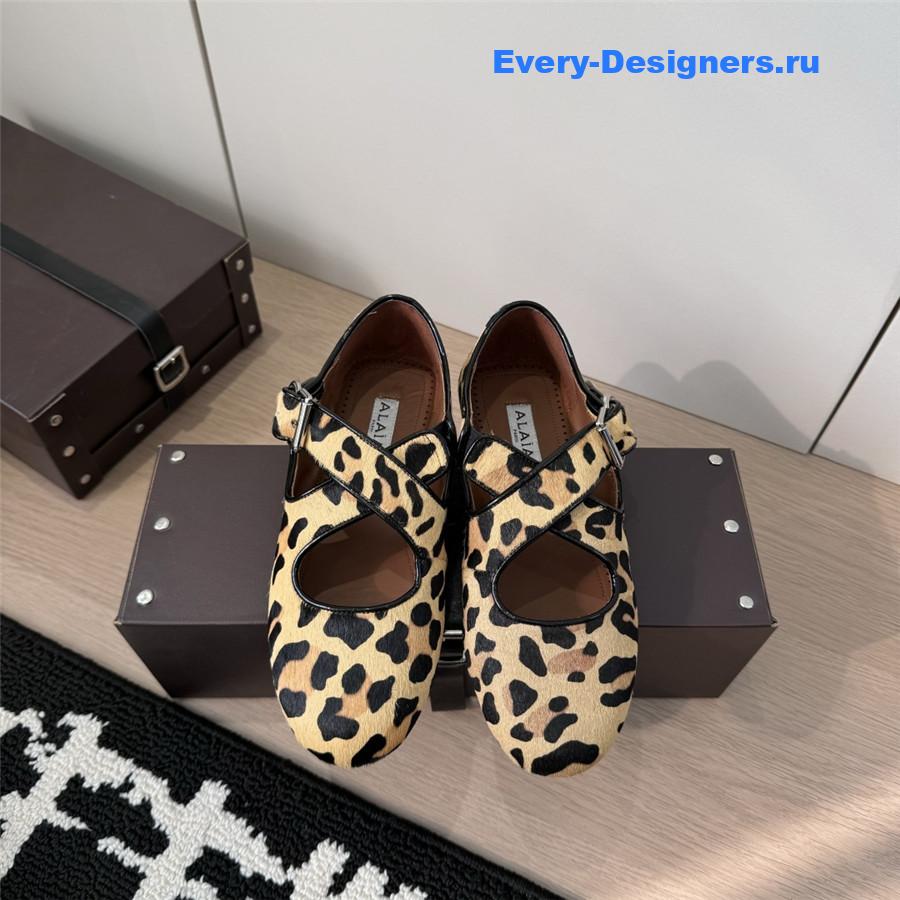 Alaïa Leopard Criss-Cross Flats