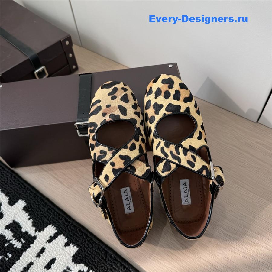 Alaïa Leopard Criss-Cross Flats