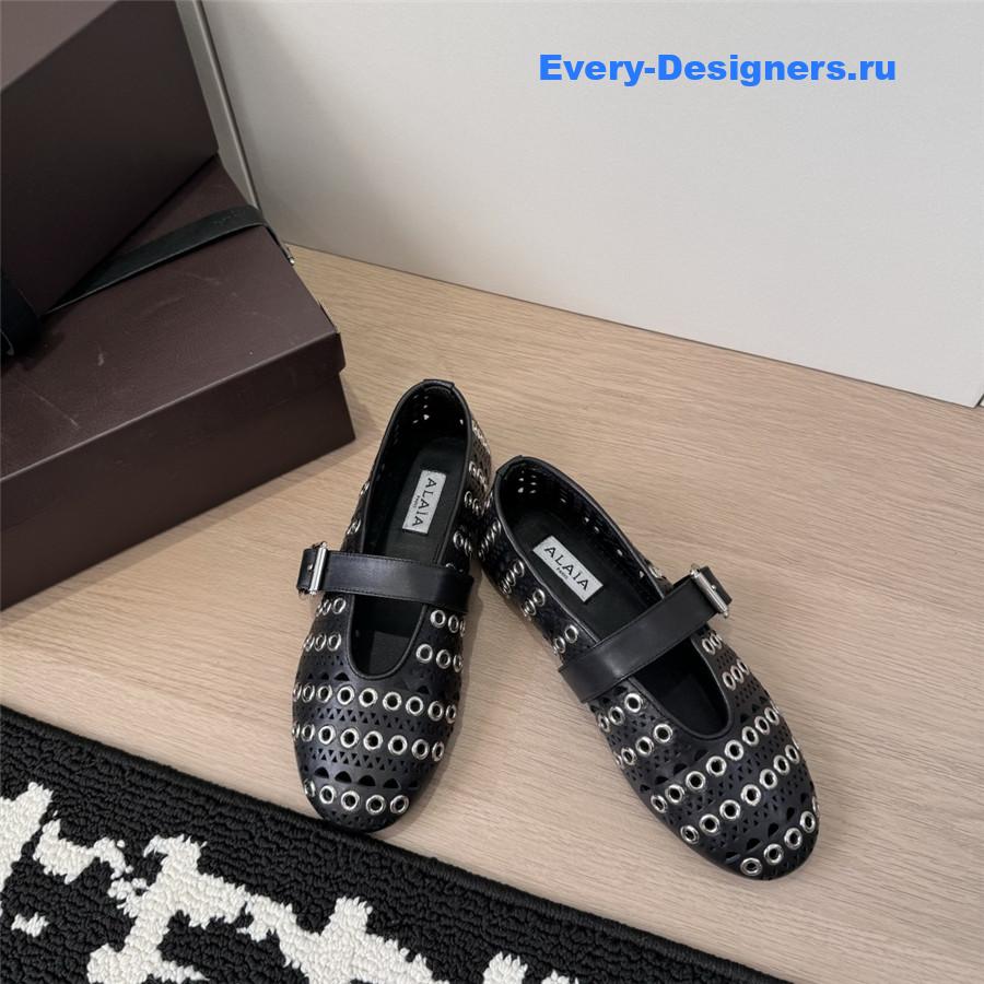 Alaïa black cutout Mary Jane flats