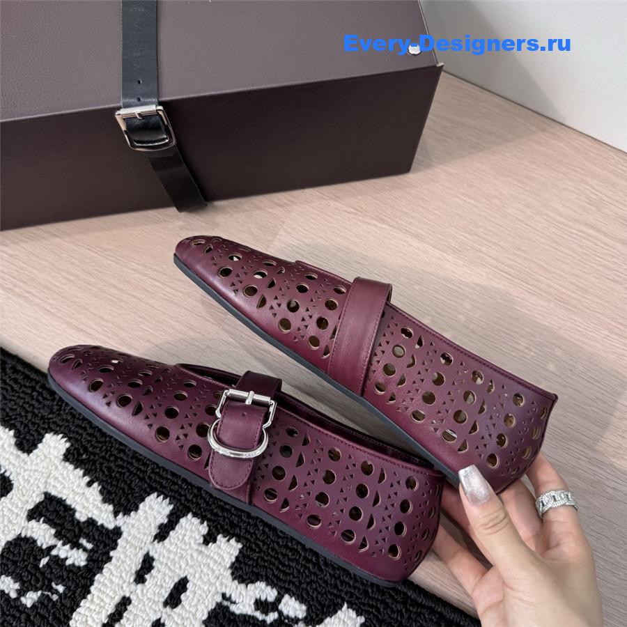 Alaïa Burgundy Cutout Mary Jane Flats