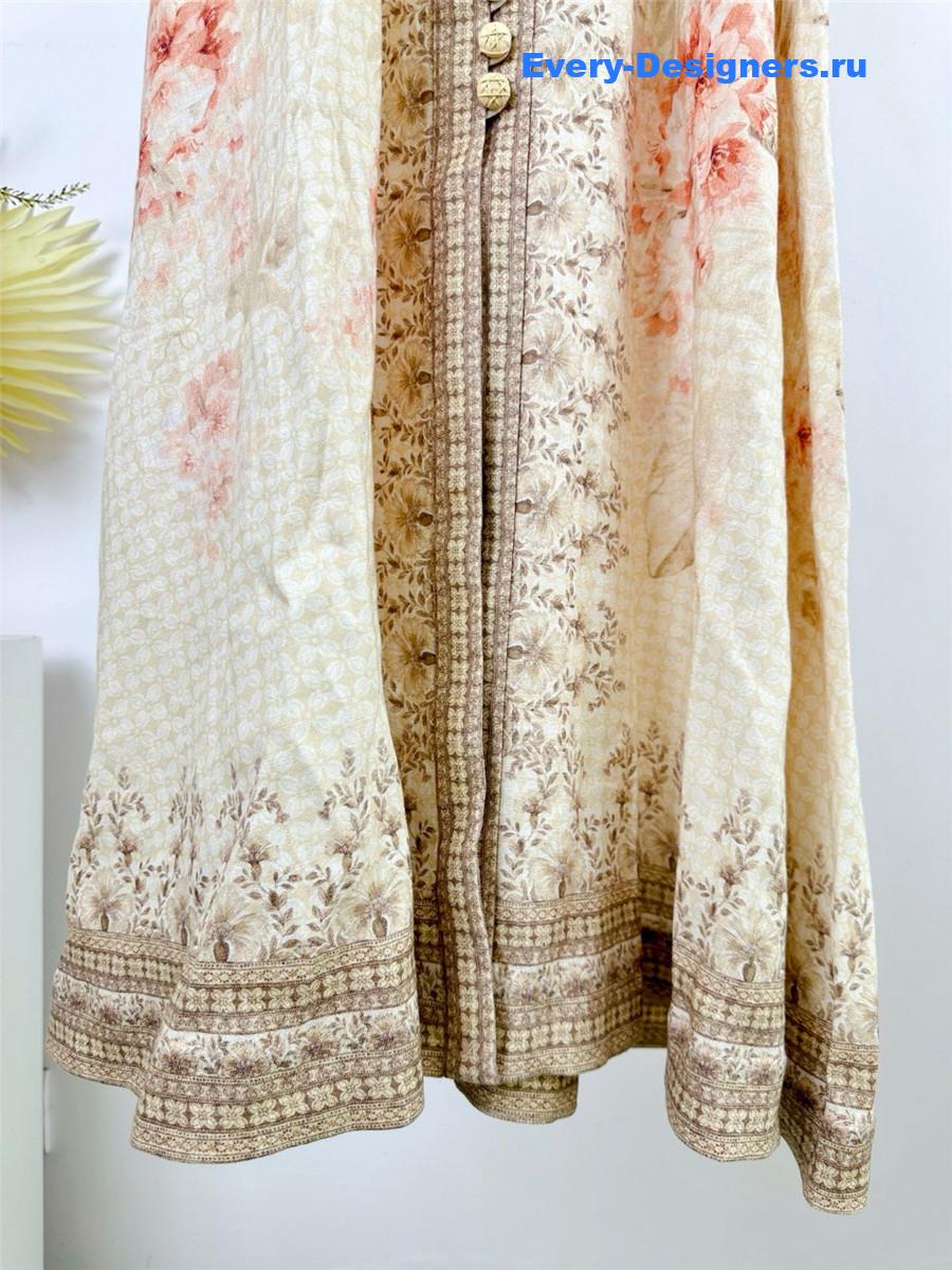 Zimm Beige Floral Midi Dress