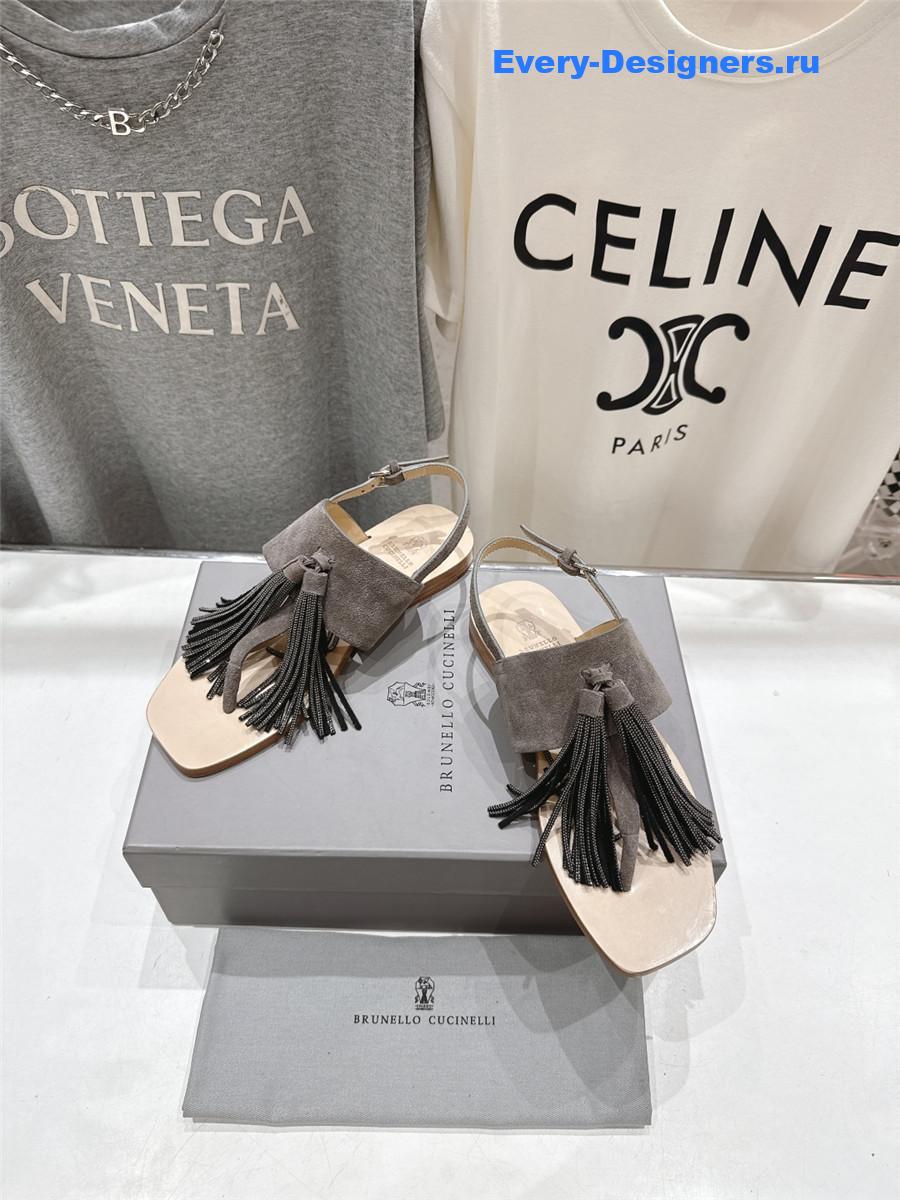 BC Gray Tassel Sandals