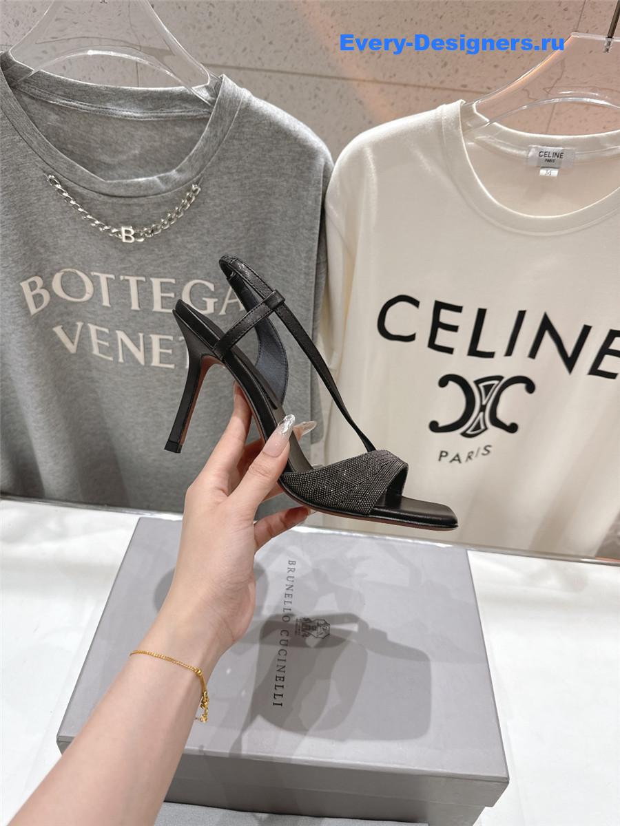 BC Black Beaded Slingback Pumps