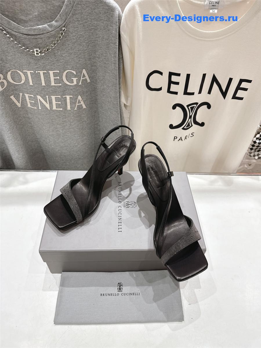 BC Black Beaded Slingback Pumps