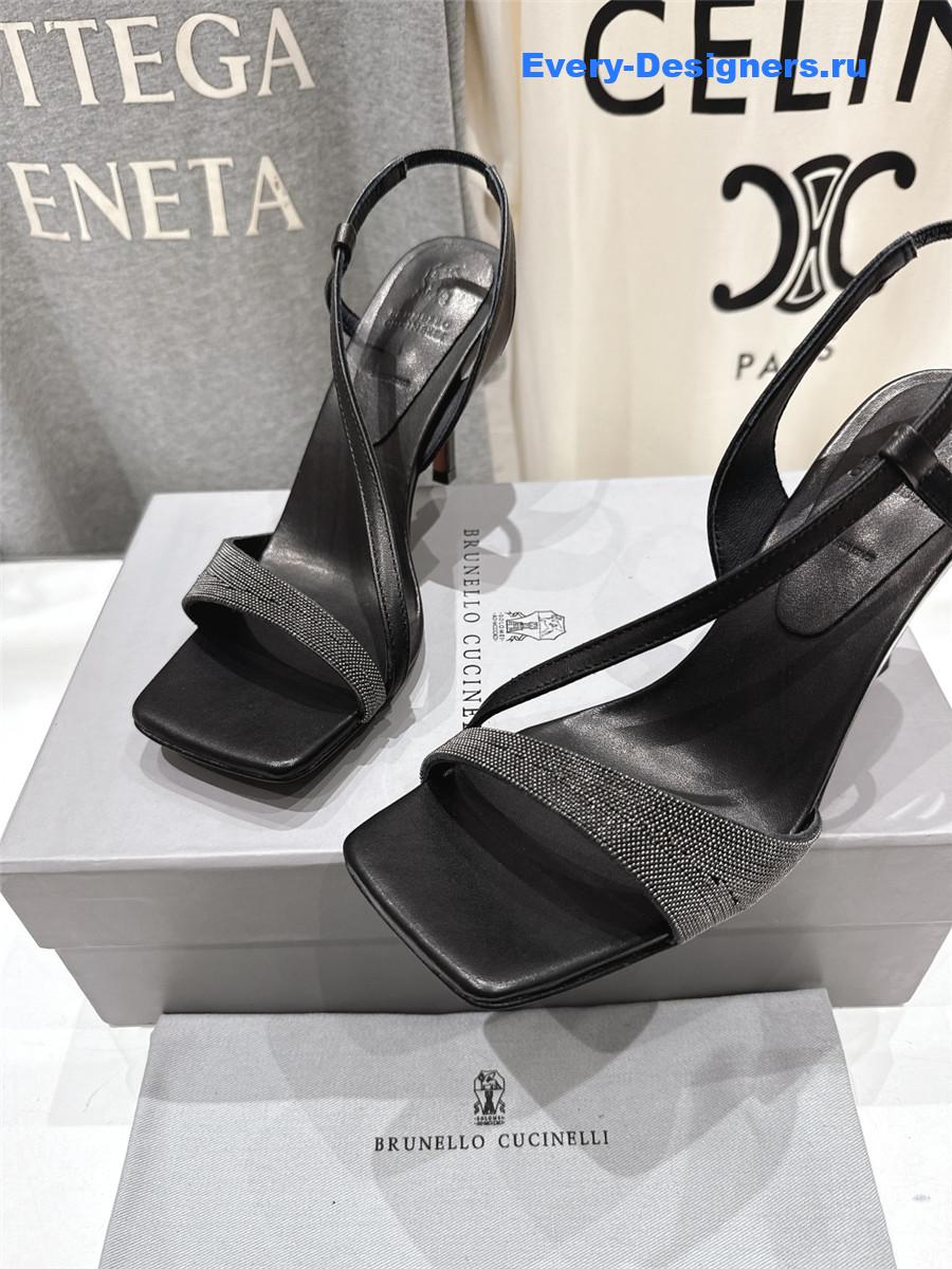 BC Black Beaded Slingback Pumps