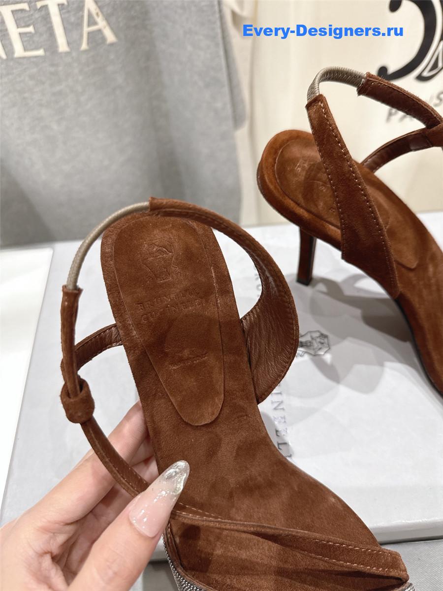 BC Brown Beaded Slingback Pumps