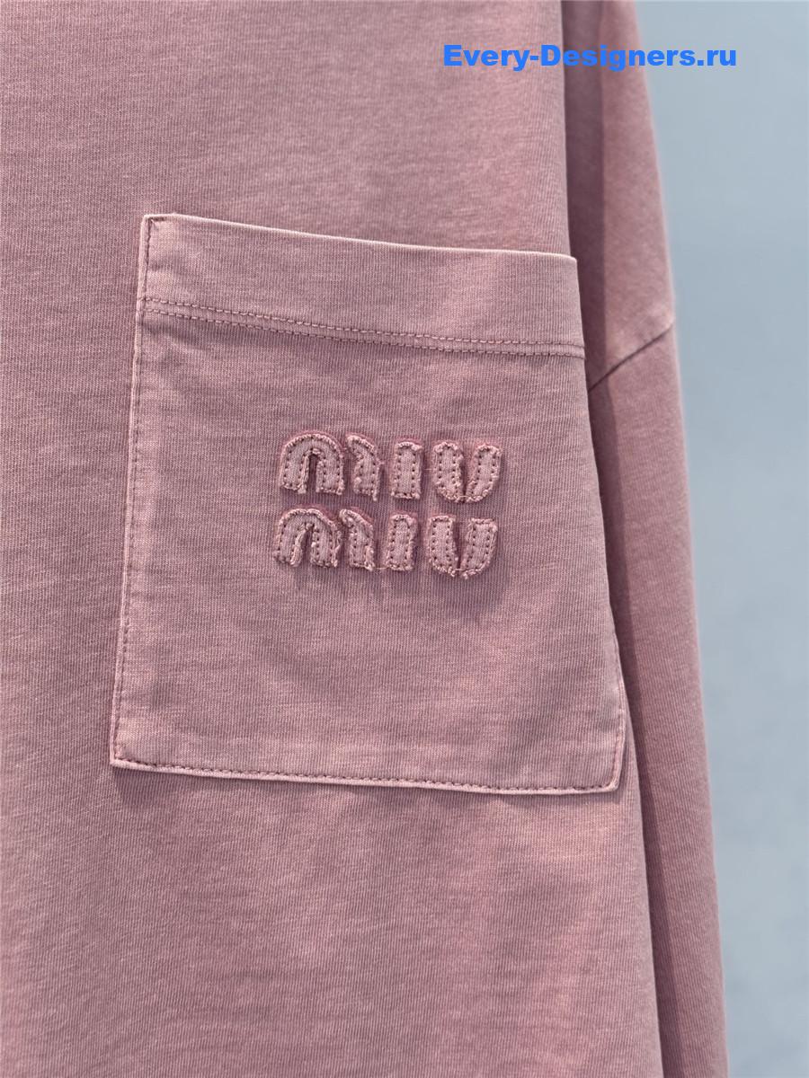 Miu Miu Pink Jersey Long Sleeve T-Shirt