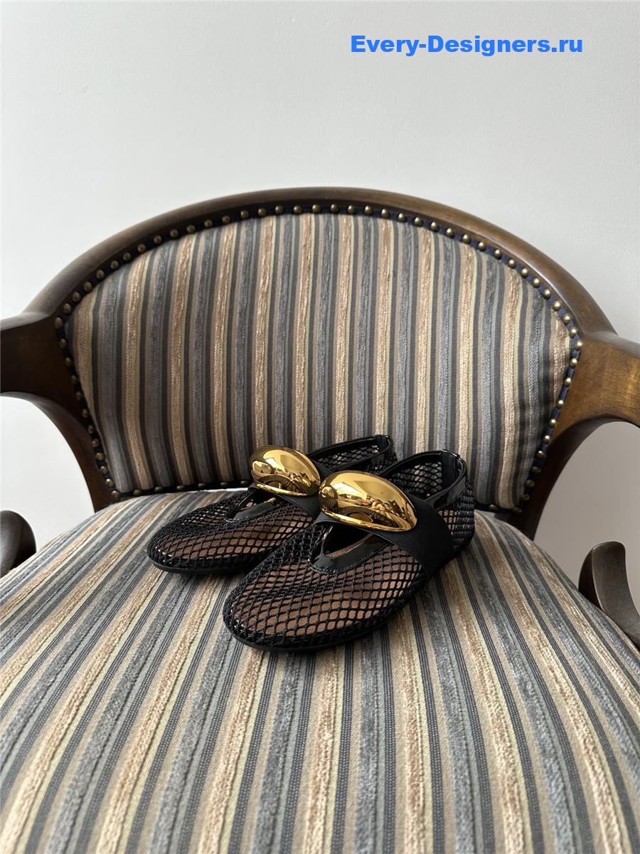 Alaïa Embellished Fishnet Ballet Flats