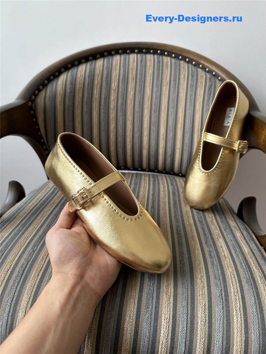 Alaïa Gold Metallic Ballet Flats