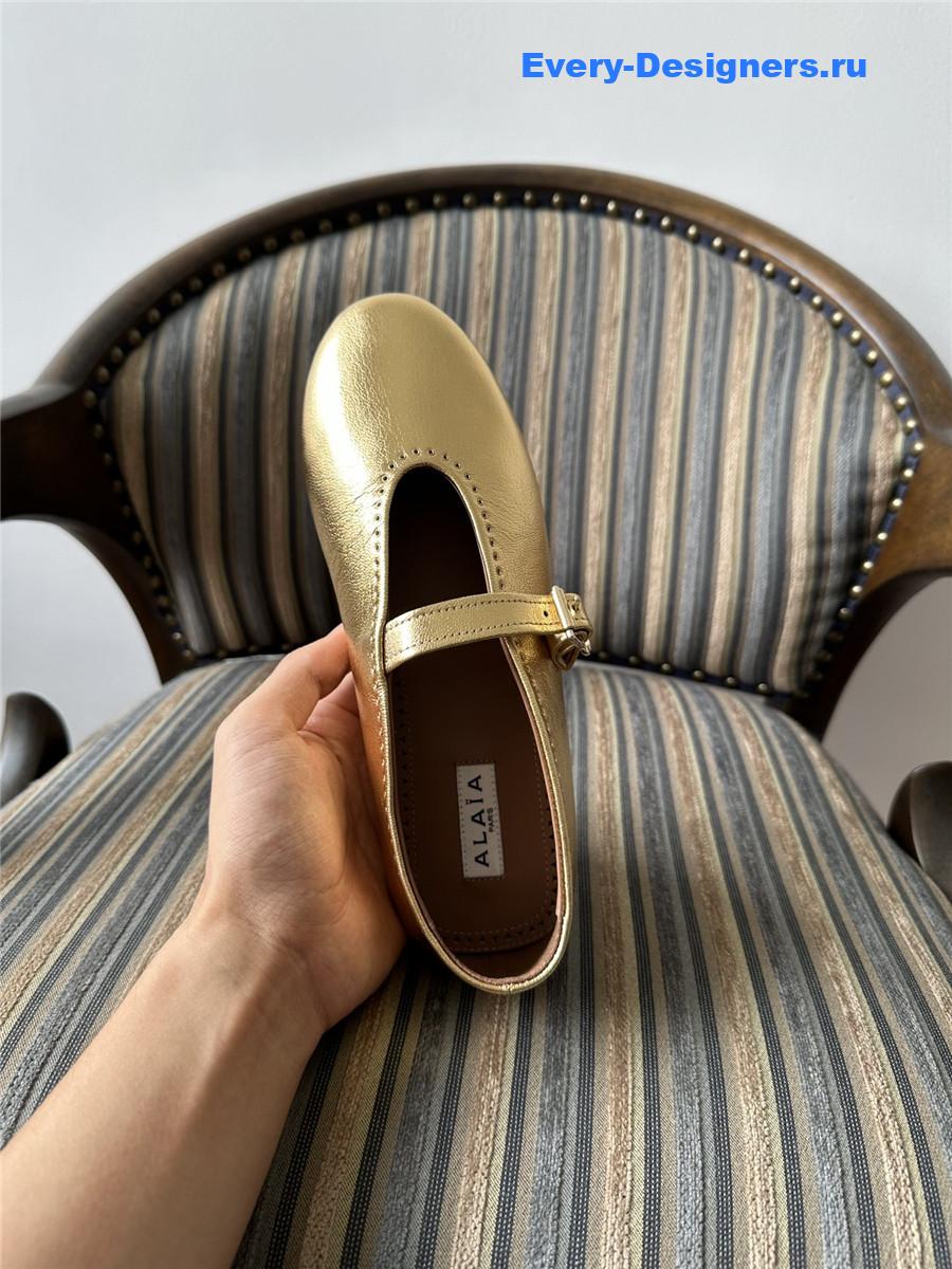 Alaïa Gold Metallic Ballet Flats