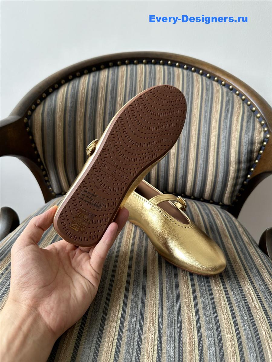 Alaïa Gold Metallic Ballet Flats