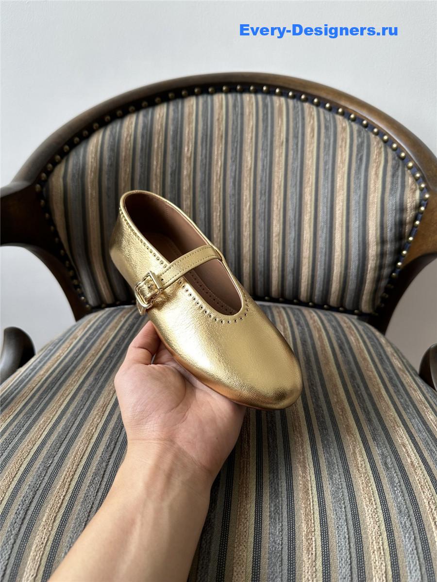 Alaïa Gold Metallic Ballet Flats